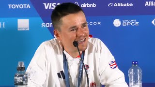 Tom Pidcock mountain bike GOLD medal winning press conference 🥇🗼 Paris 2024 Olympics [upl. by Atalante]