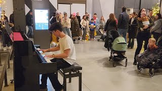 EPIC Carol of the Bells  Piano Cover in Public [upl. by Sharp]