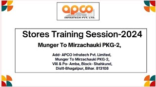 Apco Infratech Ltd Stores Training Session2024 At HO Vibhuti Khand Gomati Nagar Lucknow stores [upl. by Ivonne5]