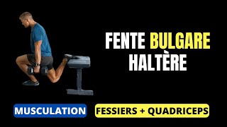 Exercice FENTE  Fente Bulgare haltères   Musculation FESSIER  CUISSE [upl. by Aitercul]