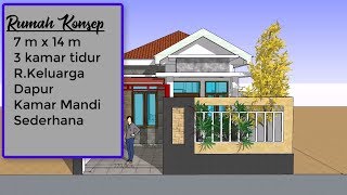 Ide Rumah konsep 7 m x 14 dengan ruang keluarga dan taman samping rumah [upl. by Ecnerol]