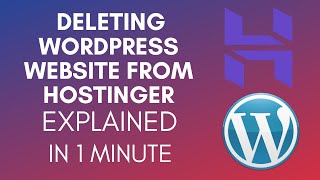 How To Delete WordPress Website From Hostinger 2025 [upl. by Horodko288]