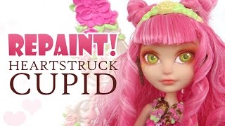 Repaint Valentine Heartstruck Cupid Ever After High Custom Face Up [upl. by Monafo626]