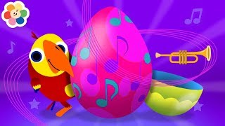 Huevo Sorpresa de Colores  Aprende Instrumentos Musicales y Animales con Larry El Loro  BabyFirst [upl. by Hplodur656]