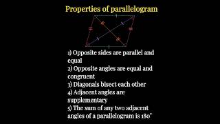 Properties of parallelogram viral shorts [upl. by Land]