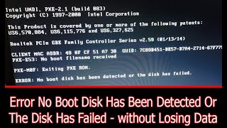 Error No Boot Disk Has Been Detected Or The Disk Has Failedwithout Losing Data  How to Fix in Urdu [upl. by Birchard]