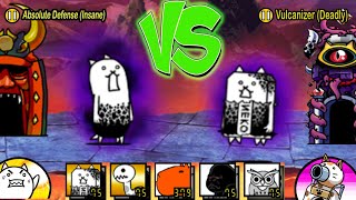 battle cats Vulcanizer Manic VS Absolute Defensecrazed [upl. by Ylrbmik561]