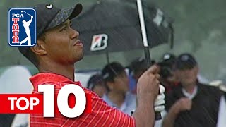 Tiger Woods top10 alltime shots in World Golf Championships [upl. by Adnolahs]