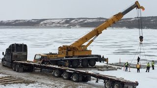 LIEBHERR 150 TON Crane  Lifting 50 Ton Concrete Pad [upl. by Ettenrahs]