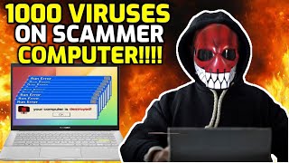 DESTROYING SCAMMERS COMPUTER WITH 1000 VIRUSES [upl. by Llyrat45]