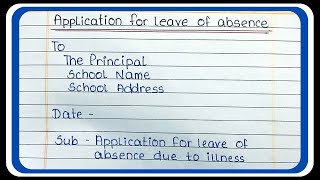 Application for leave of absence in school  Write Application for Leave of Absence to Principal [upl. by Netneuq]