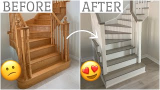 AMAZING Oak Staircase Transformation BEFORE amp AFTER [upl. by Fonz353]