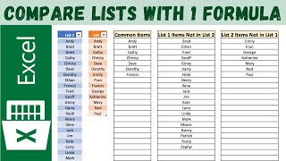 Compare Two Lists and Find Matches amp Differences with 1 Formula  Excel Magic Trick [upl. by Tfat]