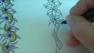 How to draw tanglepattern Flower Vine [upl. by Atreb]