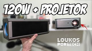 PROJETOR LENOVO L5 com CAIXA de SOM BLUETOOTH de 120W [upl. by Wie]