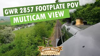 GWR 2857 POV Footplate Multicam view from Kidderminster to Bridgnorth on the Severn Valley Railway [upl. by Htnamas]