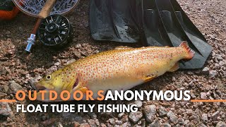 FLOAT TUBE FLY FISHING for BIG BROWN TROUT PB in Manitoba [upl. by Enirolf]