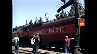 Thirsty girl Southern Pacific Daylight 4449 taking water at Black Butte Ca 1991 [upl. by Yliram]