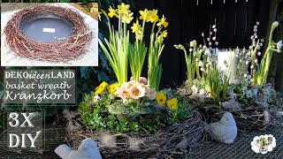 DIY Springdeco Frühlingsdeko twig basket wreath Birkenzweige KranzKorb  bloemschik DekoideenLand [upl. by Ziana689]