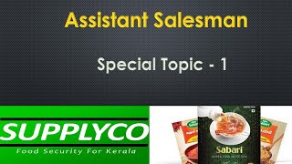 Assistant Salesman  Special Topics  1  Supplyco  Important Facts  Kerala PSC [upl. by Kakalina35]