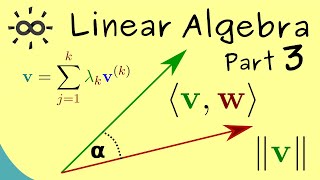 Linear Algebra 3  Linear Combinations and Inner Products in ℝ² [upl. by Mathilda]