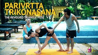 Parivrtta Trikonasana Revolved Triange Posture  Ashtanga Yoga with Joey Miles [upl. by Laikeze190]