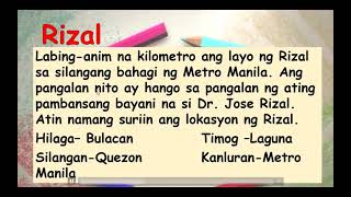 Grade 3 AP 3 Mga Lalawigan sa Rehiyon 4A CALABARZON [upl. by Yedoc]