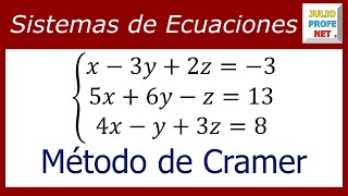 Sistemas de ecuaciones lineales 3×3 por método de Cramer [upl. by Roxine]