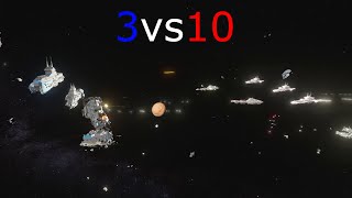 3 cruisers vs 10 frigatesSpace engineers battle [upl. by Vashtee594]