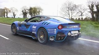 Ferrari F12 TDF Goes CRAZY Launches amp Burnouts [upl. by Thierry]