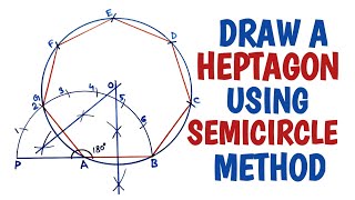 How to construct a heptagon using semicircle method SECOND METHOD [upl. by Laurette]