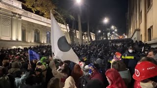 Thousands rally in Georgia after violent police crackdown on proEU protesters  AFP [upl. by Leanahtan]