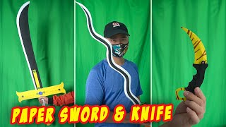 03 PAPER SWORD amp KNIFE  Karambit Tiger Ttooth Mihawk Yoru Sword Demon Slayer Sword [upl. by Lindo]