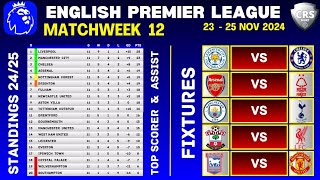 PREMIER LEAGUE FIXTURES  Matchweek 12  EPL Table Standings Today  EPL Fixtures Today 2425 [upl. by Violette393]