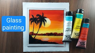 Glass painting sunset drawing  tutorial shorts [upl. by Amos]