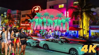 4K MIAMI NIGHTLIFE  STREET WALK AT NIGHT ON OCEAN DRIVE  MIAMI BEACH [upl. by Eissert600]