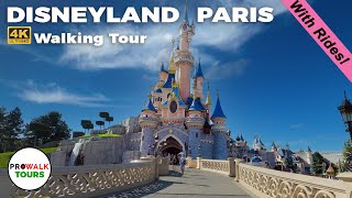 Disneyland Paris  Complete Walkthrough with Rides  4K  with Captions [upl. by Dewhurst]