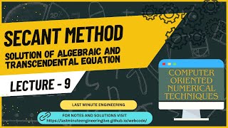 L9COMPUTER ORIENTED NUMERICAL ANALYSIS SECANT METHOD USEFUL FOR BTECH BCA MCA BSC [upl. by Felecia]