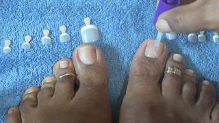 How to apply Kiss Salon French Toenails Tutorial [upl. by Kilian]