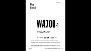 Komatsu WA7001 15001 amp Up  SEBM009501 Service manual [upl. by Enael]