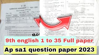 🔥ap 9th english sa1 question paper 202324 full paper with answers9th class English sa1 paper [upl. by Anauq35]