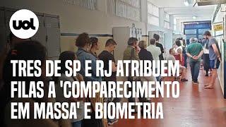 TREs de SP e RJ atribuem filas a comparecimento em massa e biometria nas eleições [upl. by Maia]