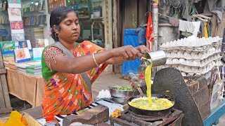 Queen of Egg Recipes Fluffy Omelet Boiled Fried Eggs amp Bread Omelette  Indian Street Food [upl. by Fahey502]