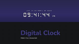 Digital Clock  Formato 12 Horas Html Css Javascript [upl. by Mulloy]