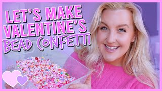 Make Valentines Day Bead Confetti With Me ASMR 🎧💗 how I make bead confetti for my small business [upl. by Atnauqahs]