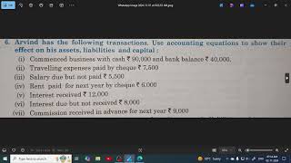 Kalyani Q6 Arvind has the following transactions  Accounting Equation [upl. by Newbill]