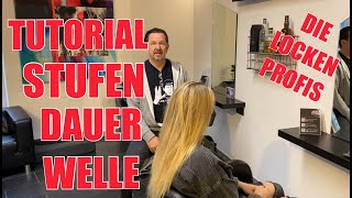 TUTORIAL STUFENSCHNITT UND GROSSE LOCKEN IN BLONDIERTEN HAAREN VON DEN LOCKENPROFIS PERM DAUERWELLE [upl. by Lambrecht]