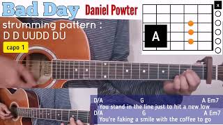 Bad Day  Daniel Powter guitar chords w lyrics amp strumming tutorial [upl. by Sudaorb]