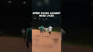 Speed races against Noah Lyles the worlds fastest manclose race ishowspeed streamer race [upl. by Nodnar]