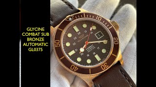 Glycine Combat Sub 42mm Bronze Automatic GL0375 Watch  Review Valjoux Relogios [upl. by Illil]